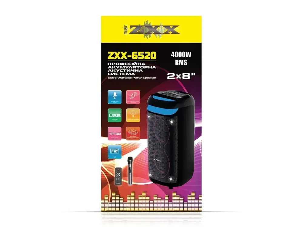 Портативная акустическая колонка ZXX-6520 80Вт 2×8