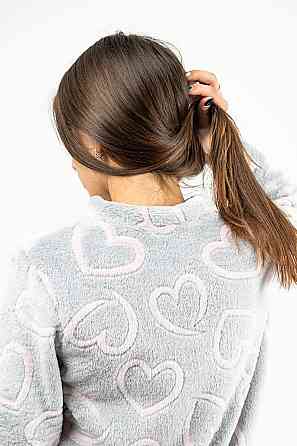 Домашний теплый костюм (пижама) женский серый 