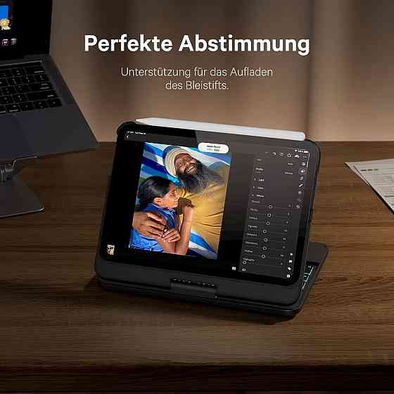 Чохол з Bluetooth клавіатурою для iPad Mini 7/6 8.3” 2024/2021 з підсвіткою, тачпадом і поворотом на 360°, QWERTZ, чорний Київ