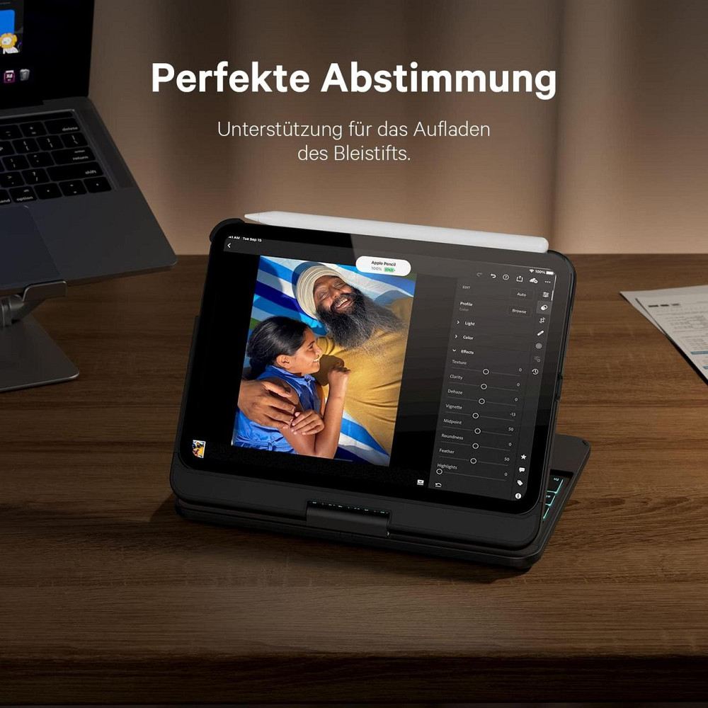 Чохол з Bluetooth клавіатурою для iPad Mini 7/6 8.3” 2024/2021 з підсвіткою, тачпадом і поворотом на 360°, QWERTZ, чорний Київ - фото 5