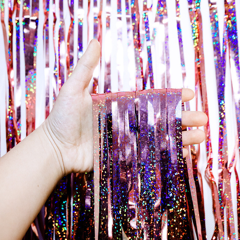 Шторка для фотозоны дождик с голограммой 3 м на 1 м розовый Киев - изображение 4