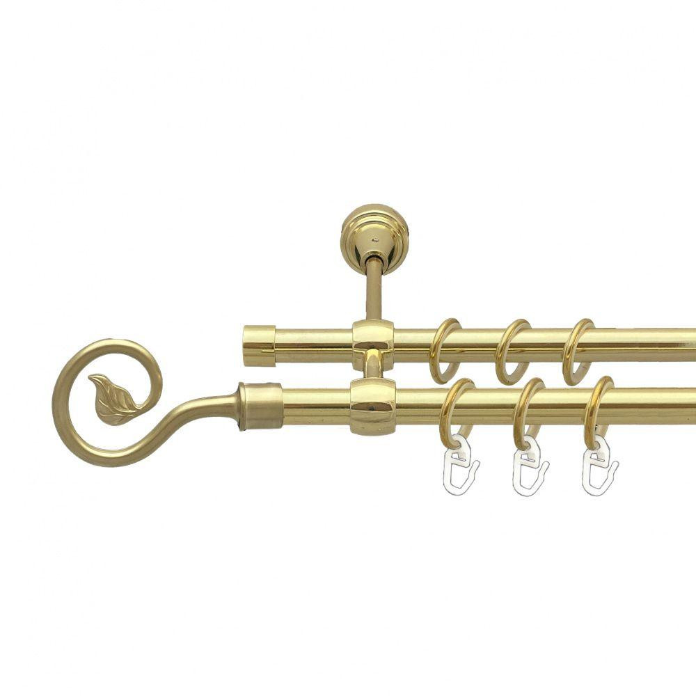 Карниз Orvit Лукка металевий дворядний литий гладка труба кільце металеве Золото 16\16 мм 200 см (00-00014392) Львов - изображение 1