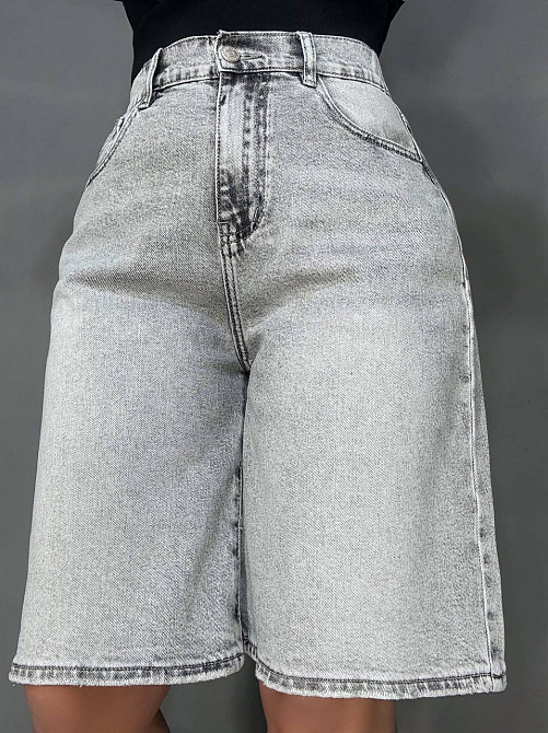 Шорти жіночі джинсові Liana 4-017 4-018 бермуди з резинкою на таліїі великі розміри сірі, сірий, 31, 31, 83 см, 107 см Київ - фото 3