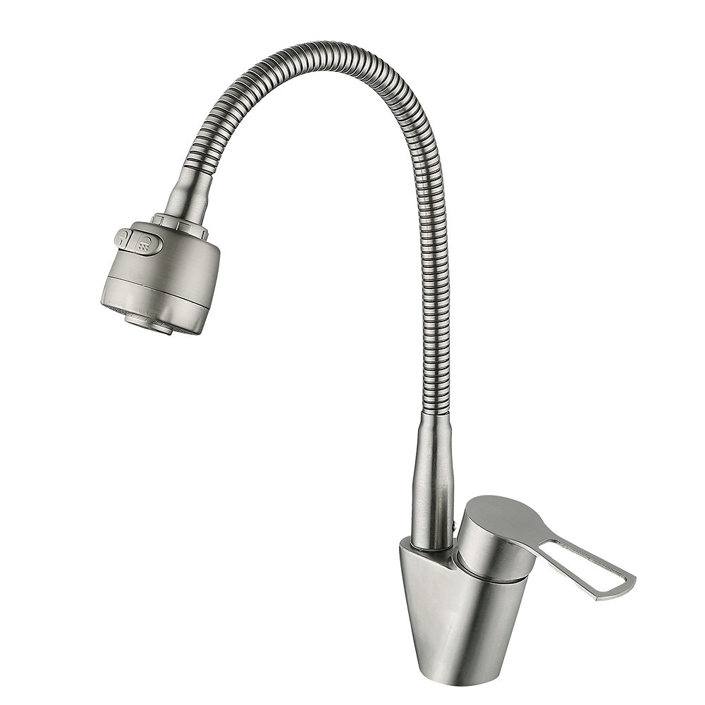 Смеситель для кухни с гибким изливом WEZER POD4D-16 сатин Киев - изображение 1