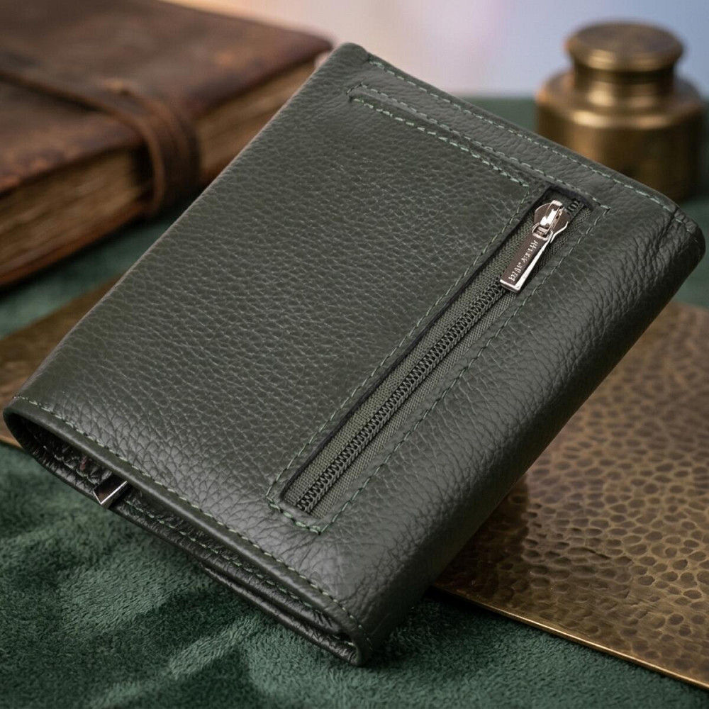 Жіночий гаманець середнього розміру із натуральної шкіри ST Leather 23074 Зелений Київ - фото 14