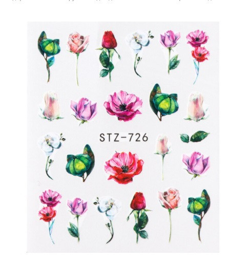 Стикеры для ногтей цветки - размер стикера 6*5см, инструкция по применению есть в описании товара Киев - изображение 1