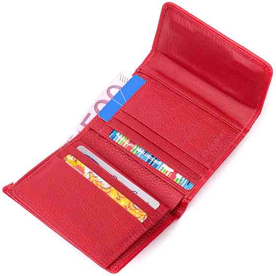 Женский яркий кошелек с монетницей из натуральной кожи ST Leather 19493 Красный Киев