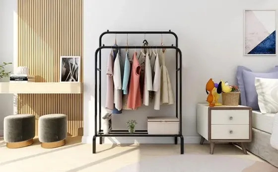 Двойная стойка для одежды черного цвета Double floor Hanger Коломия