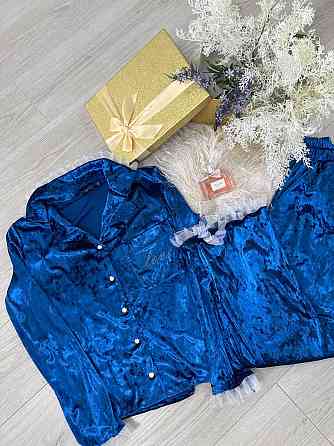 Женская домашняя повседневная пижама из мраморного велюра Электрик, 50/52 Одесса