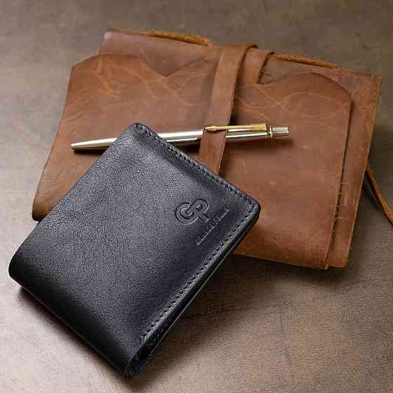 Шкіряне чоловіче стильне портмоне GRANDE PELLE 11552 Синій Київ