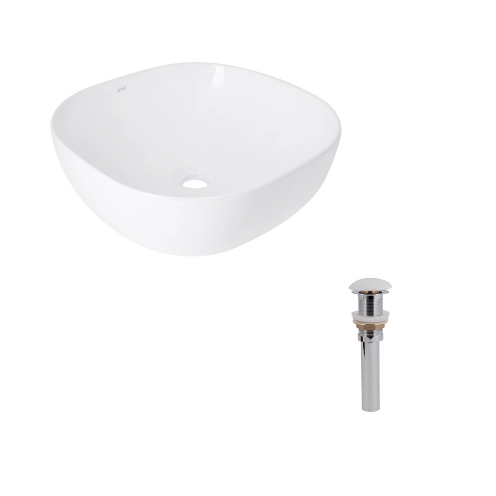 Комплект Qtap Kolibri: Раковина накладная 400x400x140 мм, White, квадратная + Донный клапан Pop-up PU02 Киев - изображение 1