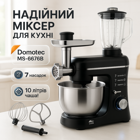 Миксер тестомес стационарный Domotec 6676B 5в1 10 Л 1400 W, Лучшие тестомесы для дома CB-42 Львов