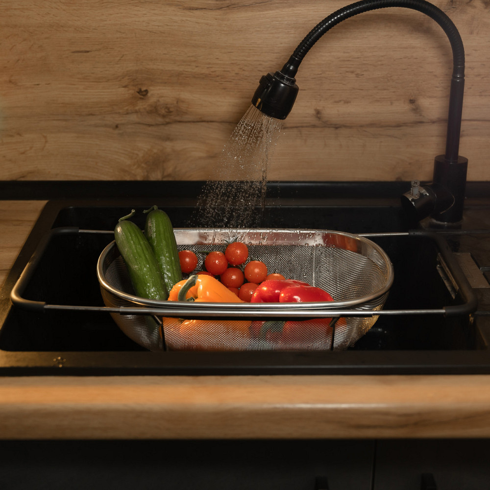 Zhongjing Друшляк сито на раковину для миття овочів та фруктів 36х25х10.5 см з нержавіючої стал Коломыя - изображение 9