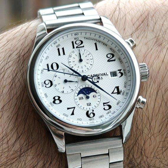 Годинник чоловічий механічний Carnival Masters Silver Metal (2 ремінці) Київ - фото 8