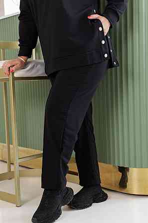 Жіночий стильний повсякденний костюм двонитка Чорний, 60/64 Одеса