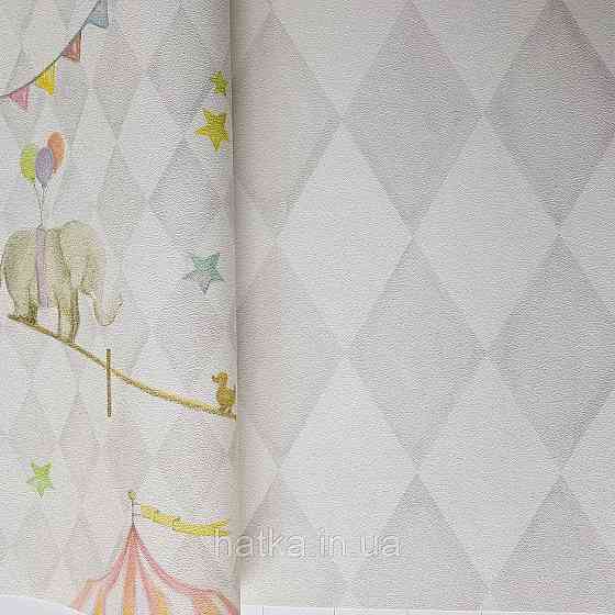 Флізелінові шпалери дитячі BN Doodleedo 0,53 х 10 м геометрія ромби розмиті білі сірі Київ