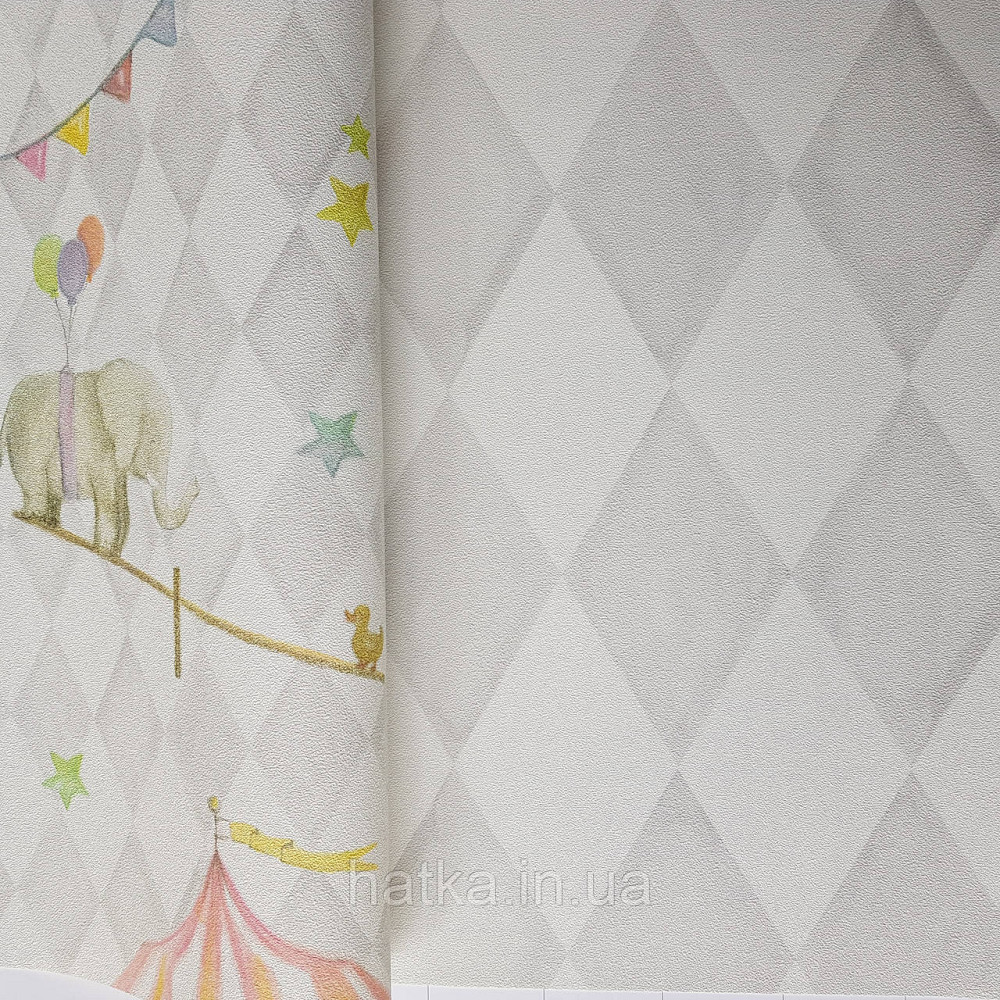 Флізелінові шпалери дитячі BN Doodleedo 0,53 х 10 м геометрія ромби розмиті білі сірі Київ - фото 1