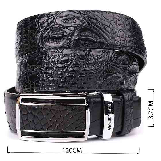 Ремень-автомат CROCODILE LEATHER 18239 из натуральной кожи крокодила Черный Киев
