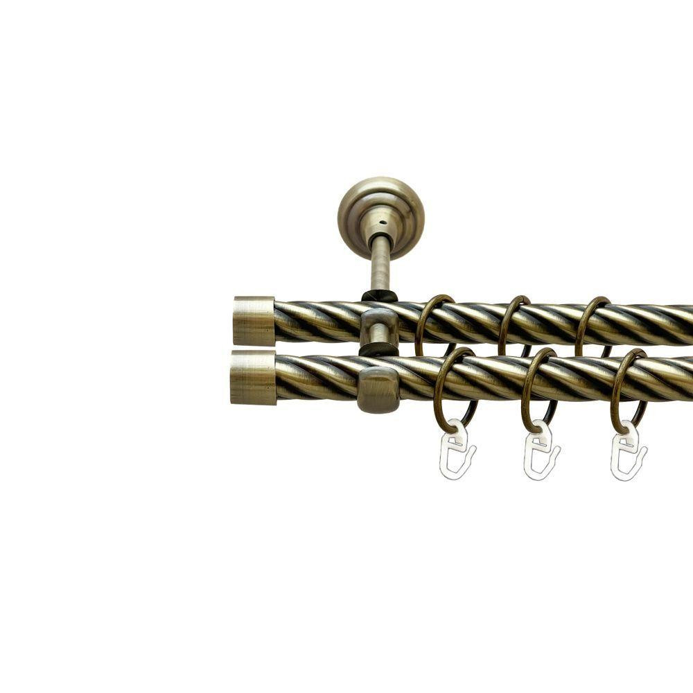 Карниз Orvit Заглушка металевий дворядний відкритий скручена труба кільце металеве Антик 19\19 мм 200 см Львов - изображение 1