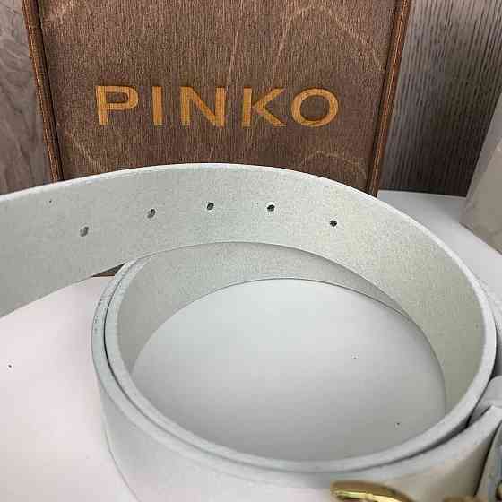 Білий жіночий шкіряний поясний ремінь Пінко, класичний пояс стиль Pinko пташки ( 24154 ) Харьков