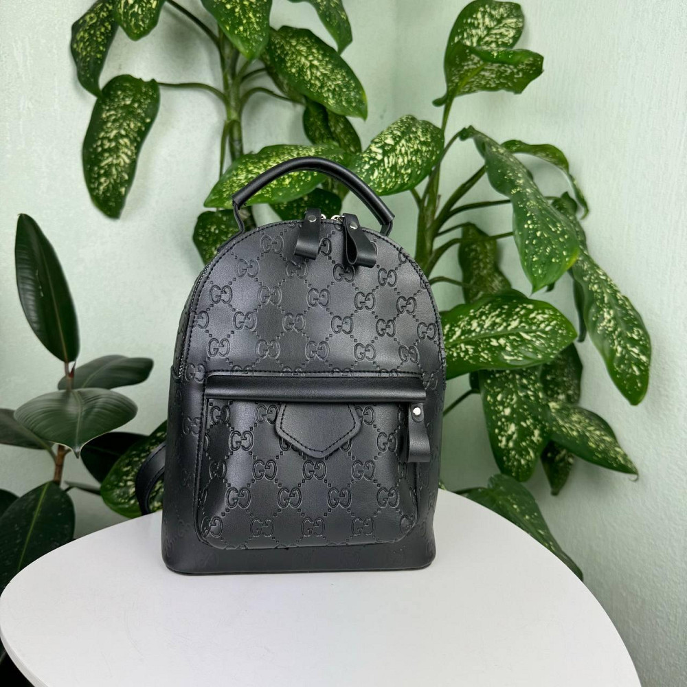 Жіночий міні рюкзак сумка стиль Gucci з тисненням чорний, маленький рюкзачок ( 28024 ) Харків - фото 7