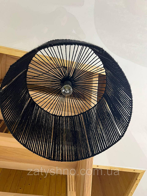 Абажур плетений круглий чорний Київ - фото 2