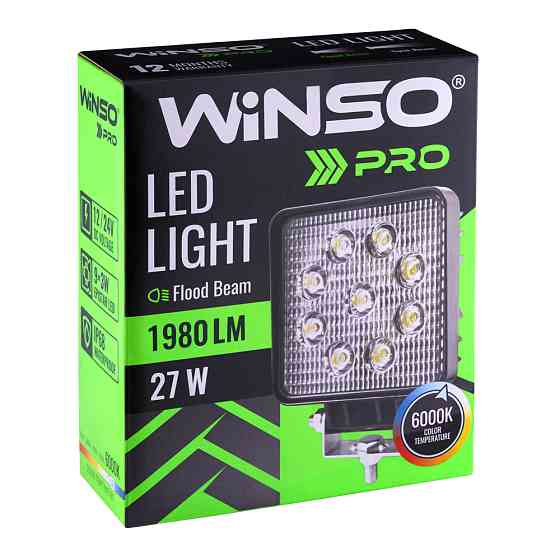 Фара светодиодная Winso Pro Epistar рассеянный 10-30V, 27W (9x3W), 1шт (780650) Львов