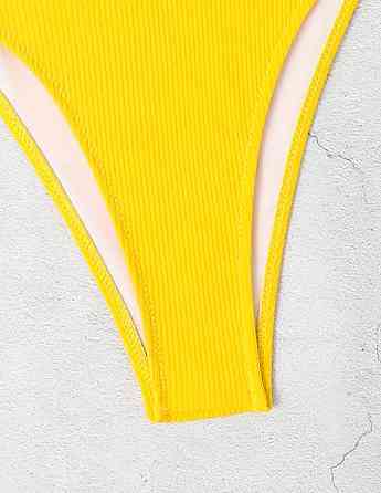 Раздельный купальник шторками на завязках женский S желтый Киев