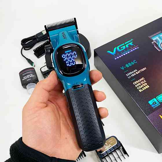 Бездротова машинка для стрижки для дому VGR V-886C BLUE Електрична машинка з насадкою бороди OL-42 Івано-Франківськ