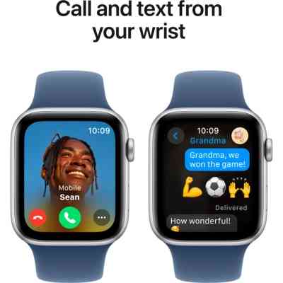 Смарт-годинник Apple Watch SE 2024 GPS 44mm Silver Aluminium Case with Denim Sport Band - M/L (MXER3QH/A) Вінниця