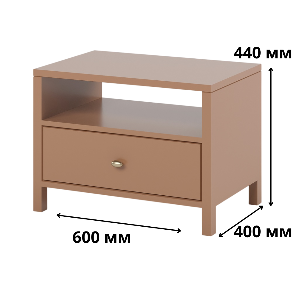 Тумба прикроватная из дерева Mebigrand Детройт 60х44х40 см Орех лесной (MBG-21390) Днепр - изображение 3