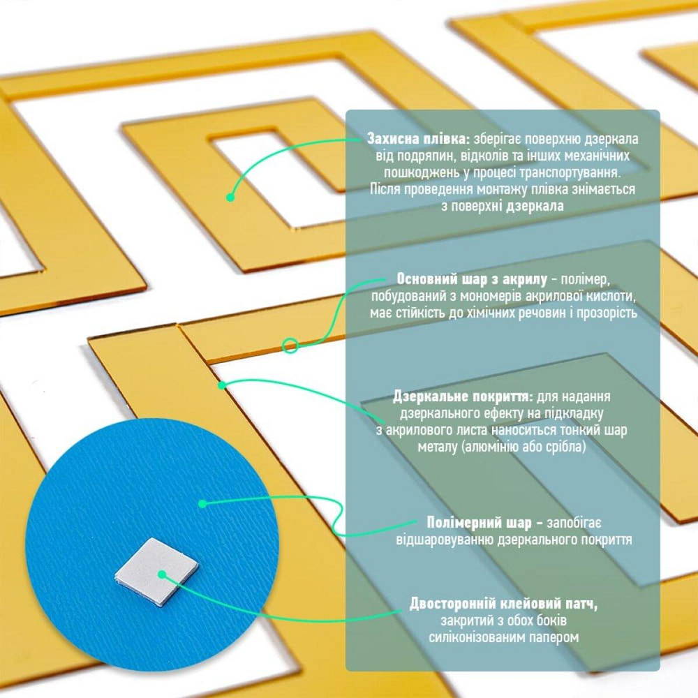 Зеркальный золотой декор, самоклеящийся, 10 штук Киев - изображение 4