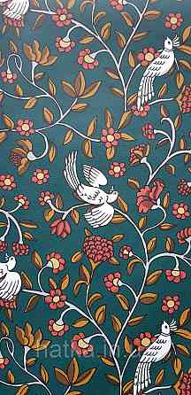 Шпалери вінілові на флізеліні Rasch Clasik 0,53х10 райські пташки квіти листя гілки яскраві білі на зеленому Київ