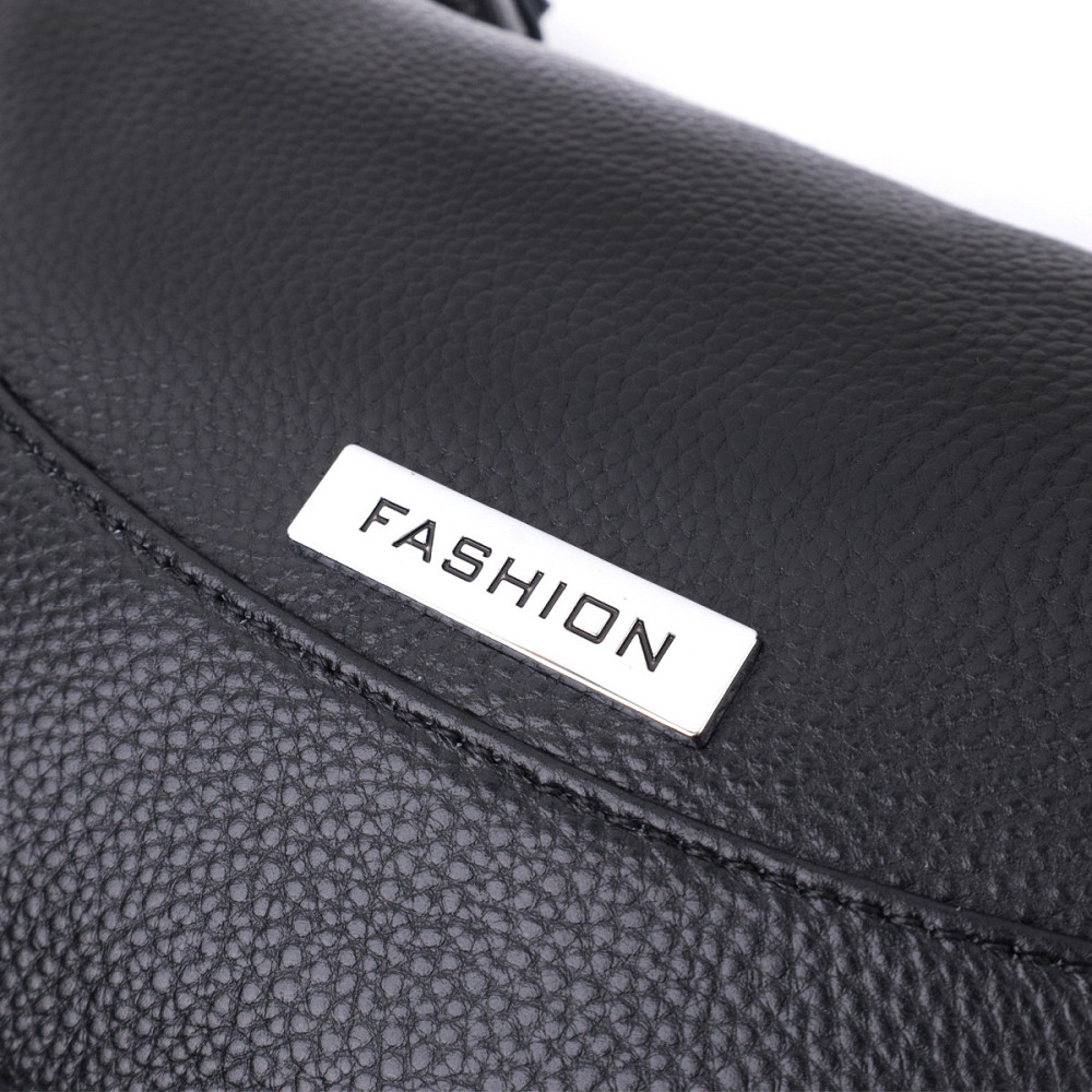 Шкіряна сумка жіноча через плече з незвичайним бігунком брелоком Vintage 22615 Чорна Київ - фото 9