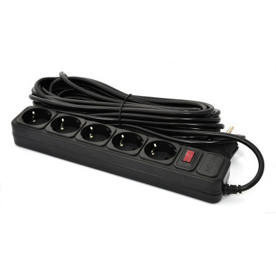 Сетевой фильтр питания Patron 10 m3*1mm2 (SP-10510) 5 розеток BLACK (EXT-PN-SP-10510) Винница - изображение 1