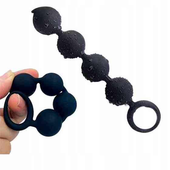 Анальні намисто Langsha - Чорний - 15*2,2 см — Анальні іграшки Вінниця
