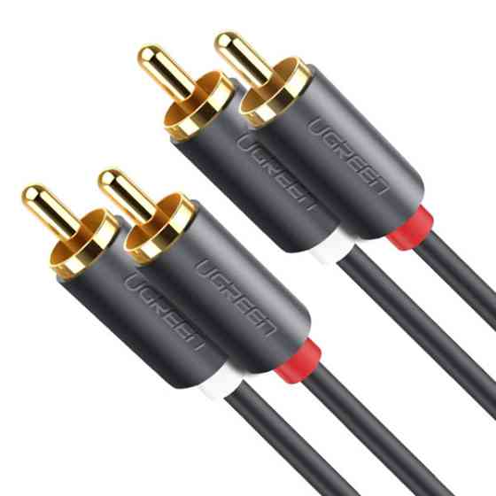 Межкомпонентный аудіо кабель Ugreen AV104 2RCA to 2RCA Audio Cable 10518 (Чорний, 2м) Миколаїв