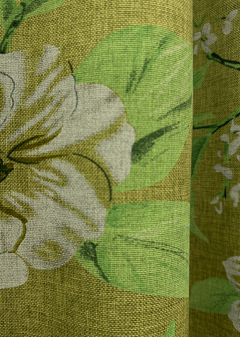 Комплект готових штор VR-Textil Льон з квітковим принтом "Прованс" № 1726ш Оливковий 150х265 см 2 шт (33-0636) Київ - фото 7