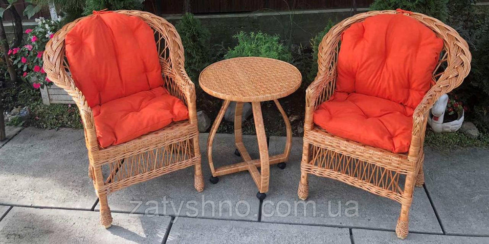 Плетеная мебель с круглым столом  |Мебель из лозы  с накидками |мебель из лозы с подушками Киев - изображение 4