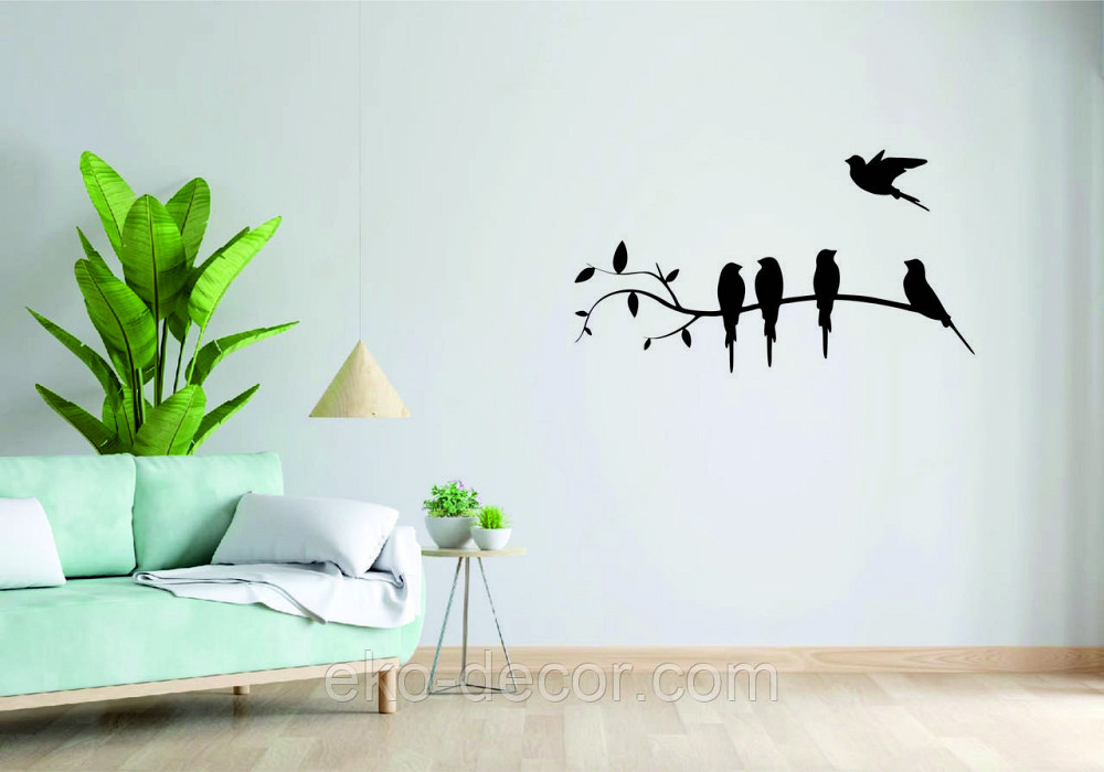 Декоративное настенное Панно «Птички на ветке», Декор на стену 70*23 см, Черный Киев - изображение 4