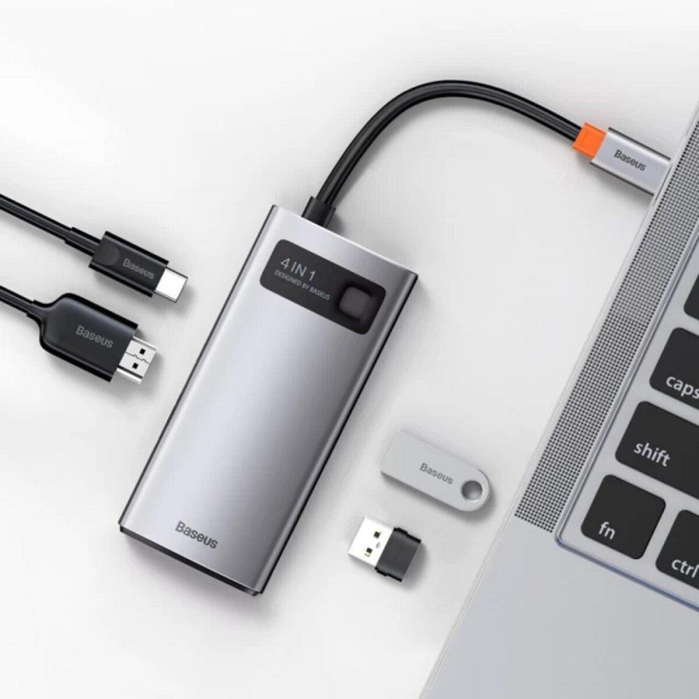 Хаб адаптер перехідник Baseus Metal Gleam Series 4в1 багатофункціональний CAHUB-CY0G Одеса - фото 7