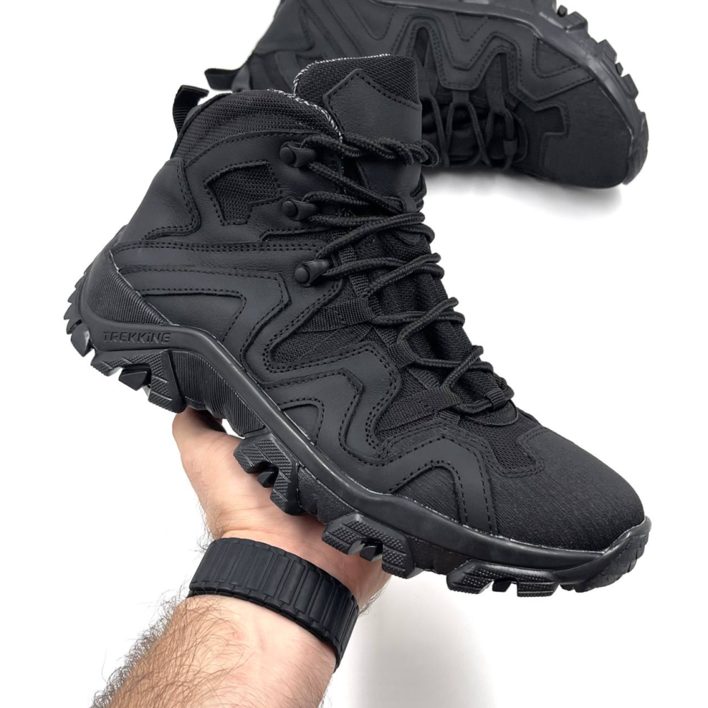 Тактичні шкіряні черевики чорні, демісезонні, водонепроникні, утеплені, міцні, прошиті, для чоловіків Львів - фото 4