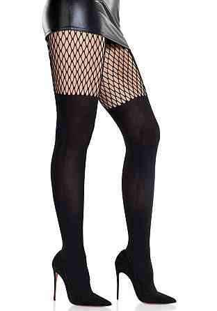 Колготки Leg Avenue Garter Illusion Tights with Net Detail One Size Black Sex Aura Київ