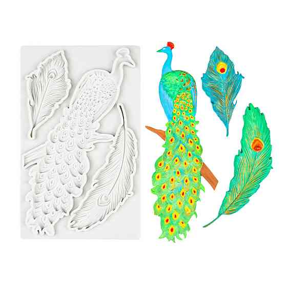 Молд силиконовый Павлин 20 на 13 см серый Киев