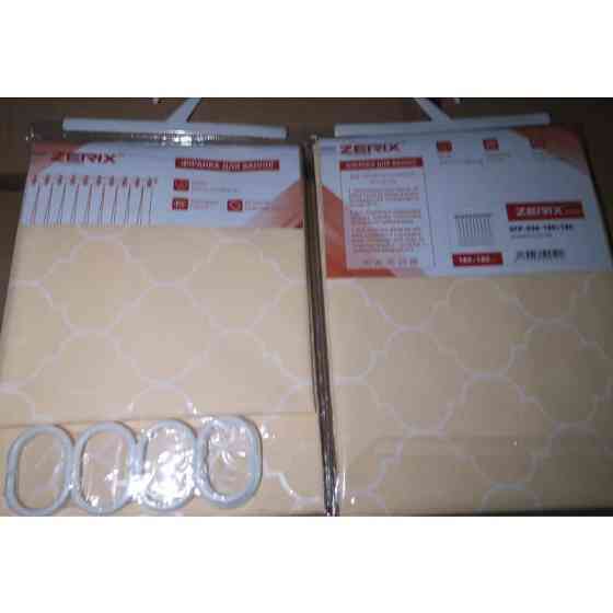 Шторка для ванної Zerix SCP-006-180x180 з PEVA (поліетиленвінілацетату) (Візерунок бежевий) (ZX5005) Київ