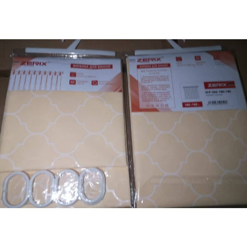 Шторка для ванної Zerix SCP-006-180x180 з PEVA (поліетиленвінілацетату) (Візерунок бежевий) (ZX5005) Київ - фото 3