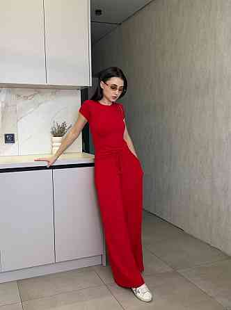 Жіночий базовий прогулянковий костюм, двойка турецький трикотаж віскоза Червоний, 46/48 Одеса