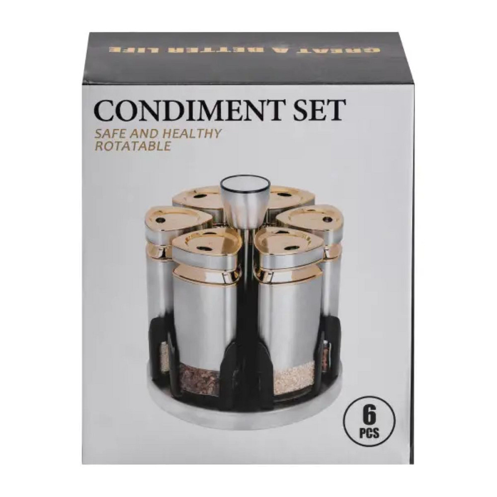 TS Kitchen Набір ємностей для спецій на підставці 6 баночок по 120 мл Коломия - фото 2