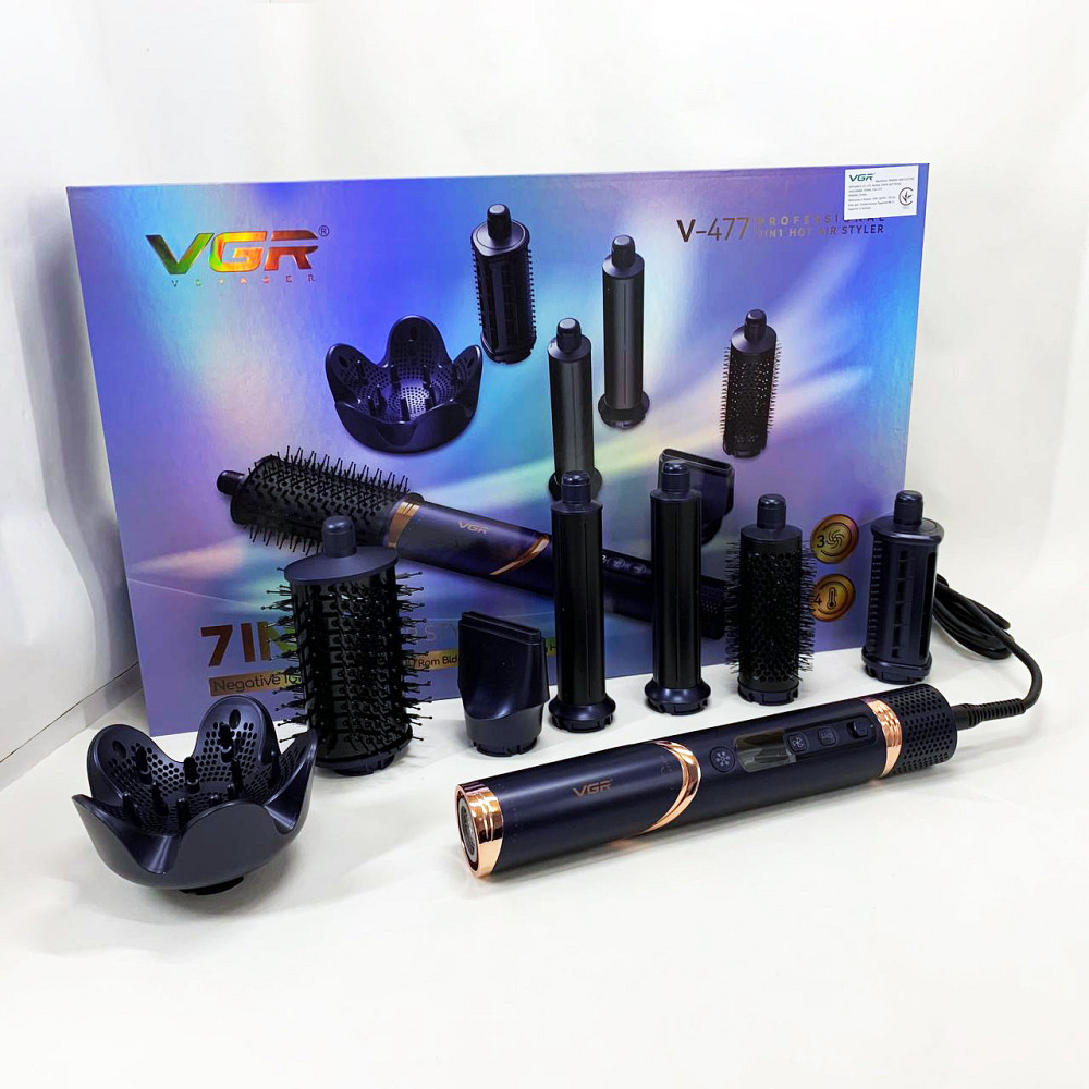 Хороший фен для випрямлення волосся VGR 7 в 1 V-477, Універсальна щітка-фен для волосся YP-39 Львів - фото 13
