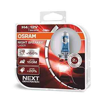 Комплект галогенных ламп OSRAM H4 64193NL-HCB Night Breaker LASER NG +150% 60/55W 12V P43T (2 шт) Харьков